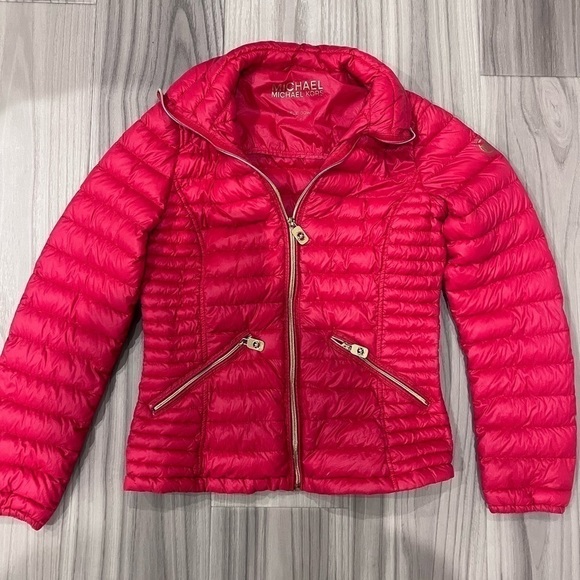 Michael Kors Red Puffer Down Jacket - Picture 2 of 7